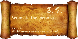 Bencsek Innocencia névjegykártya